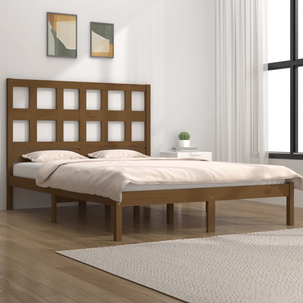 vidaXL Okvir za krevet od masivne borovine boja meda 200 x 200 cm - cover