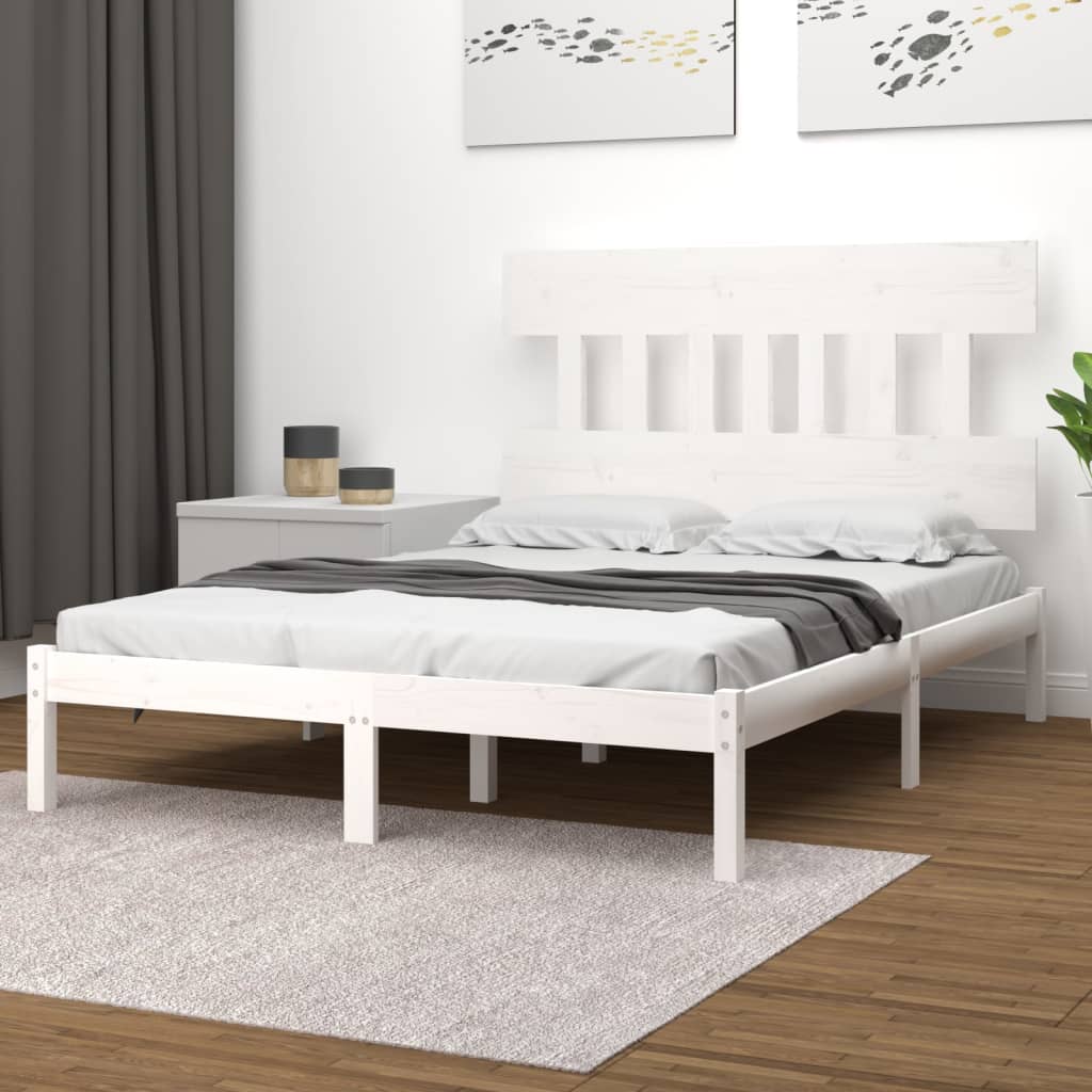 vidaXL Okvir za krevet od masivnog drva bijeli 180 x 200 cm veliki - cover