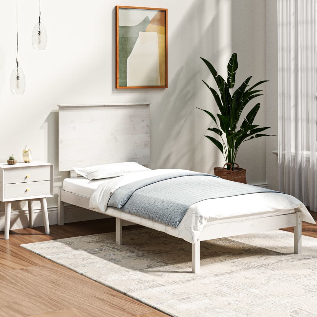 vidaXL Okvir za krevet od masivne borovine bijeli 100 x 200 cm - cover