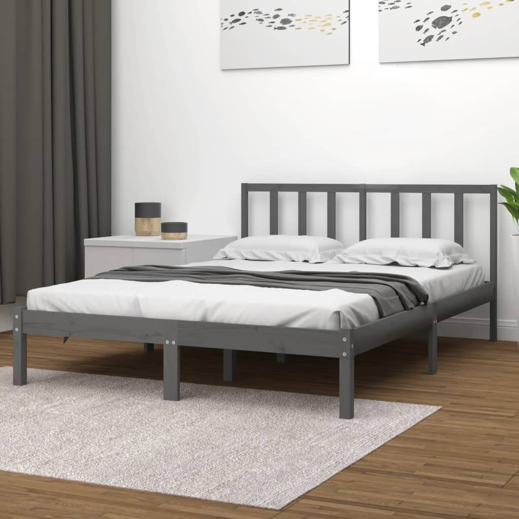 vidaXL Okvir za krevet od masivne borovine sivi 120 x 200 cm - cover