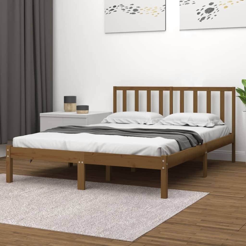 vidaXL Okvir za krevet od masivne borovine boja meda 200 x 200 cm - cover