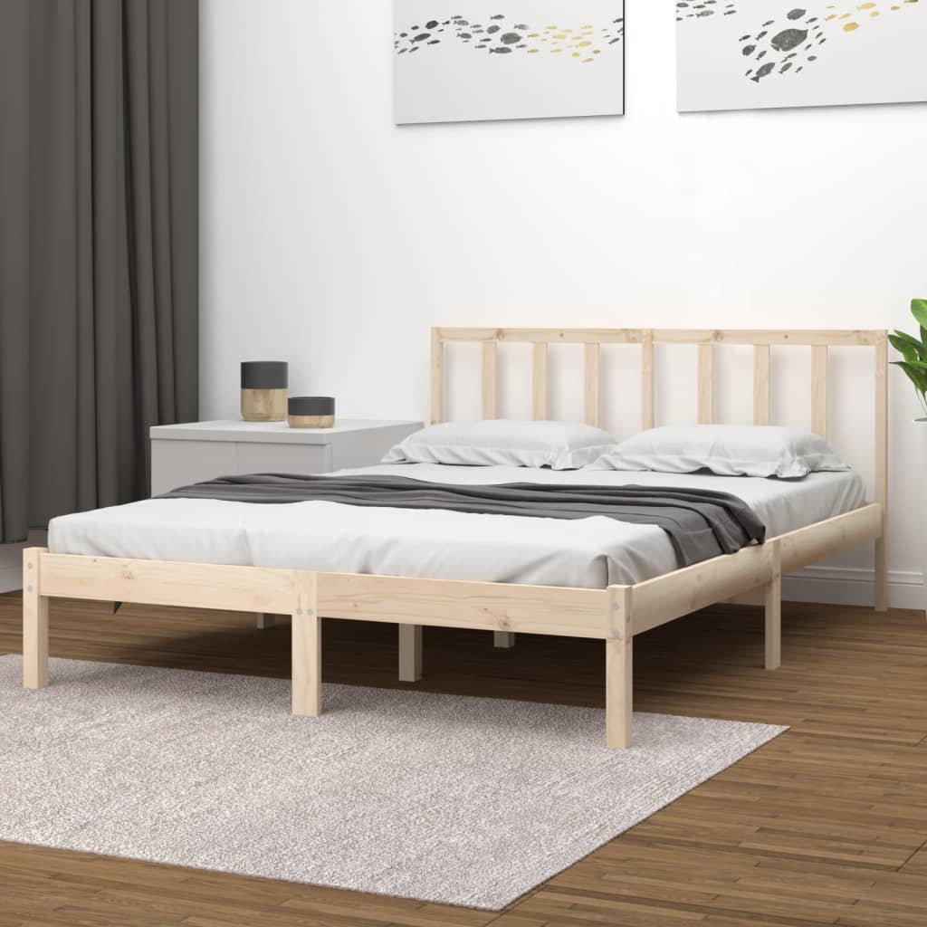 vidaXL Okvir za krevet od masivne borovine 135 x 190 cm bračni - cover