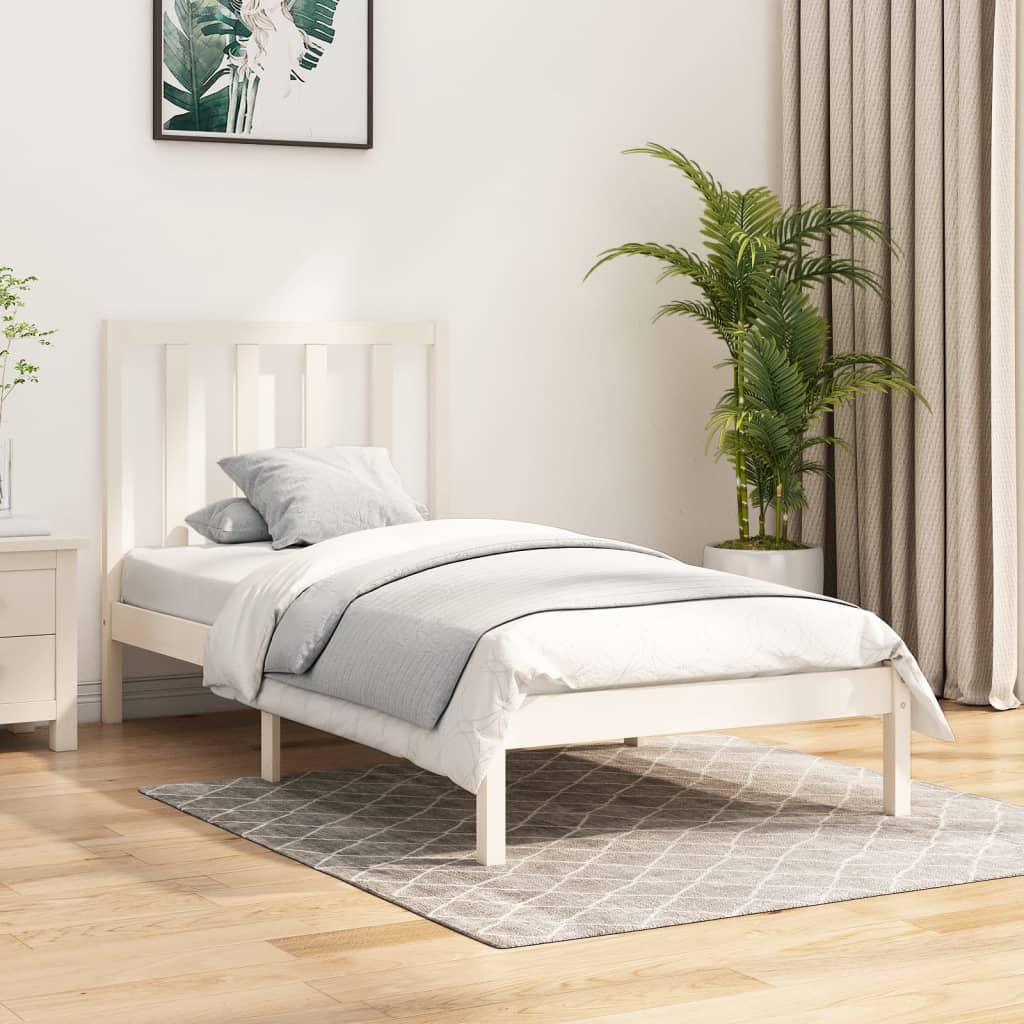 vidaXL Okvir za krevet od masivne borovine bijeli 100 x 200 cm - cover