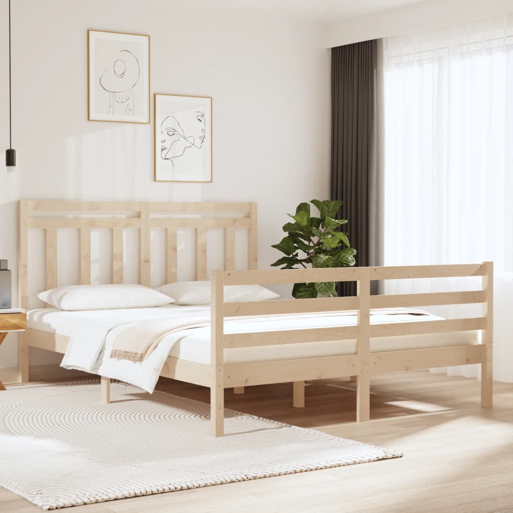 vidaXL Okvir za krevet od masivnog drva 140 x 190 cm - cover