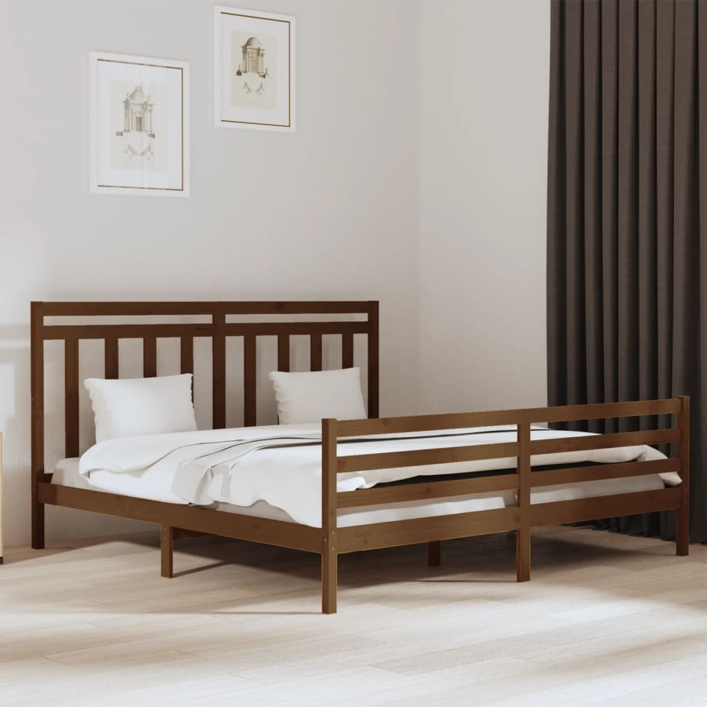vidaXL Okvir za krevet od masivnog drva boja meda 200 x 200 cm - cover