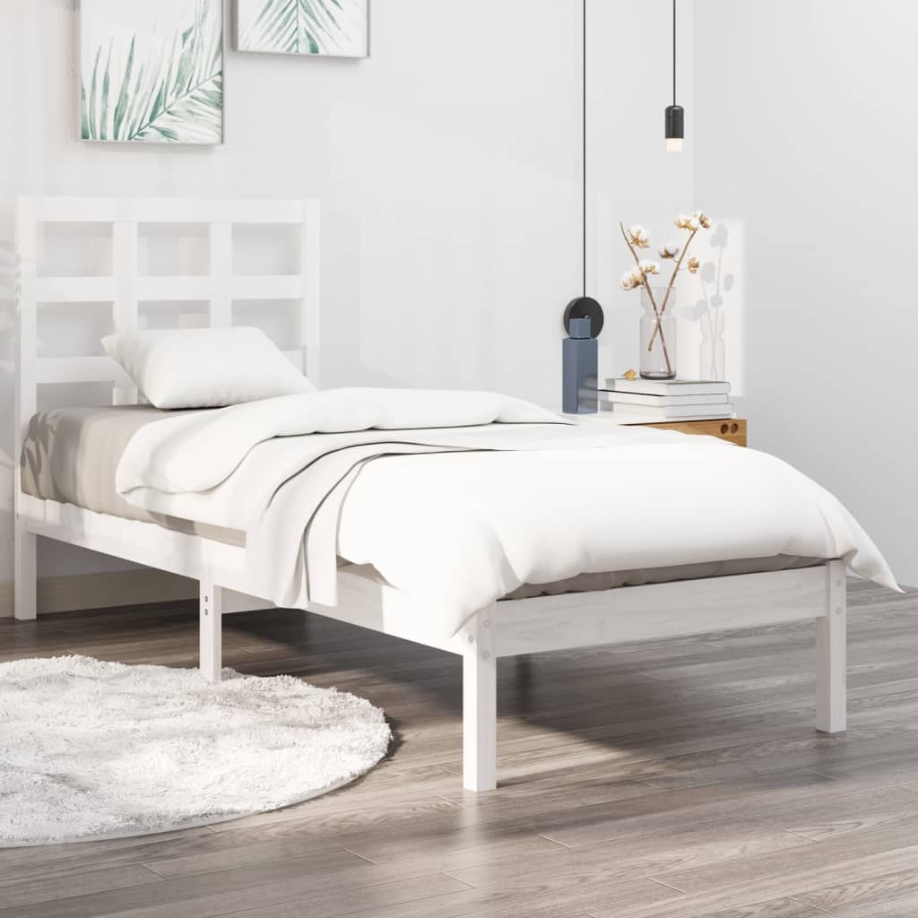 vidaXL Okvir za krevet od masivne borovine bijeli 90 x 200 cm - cover