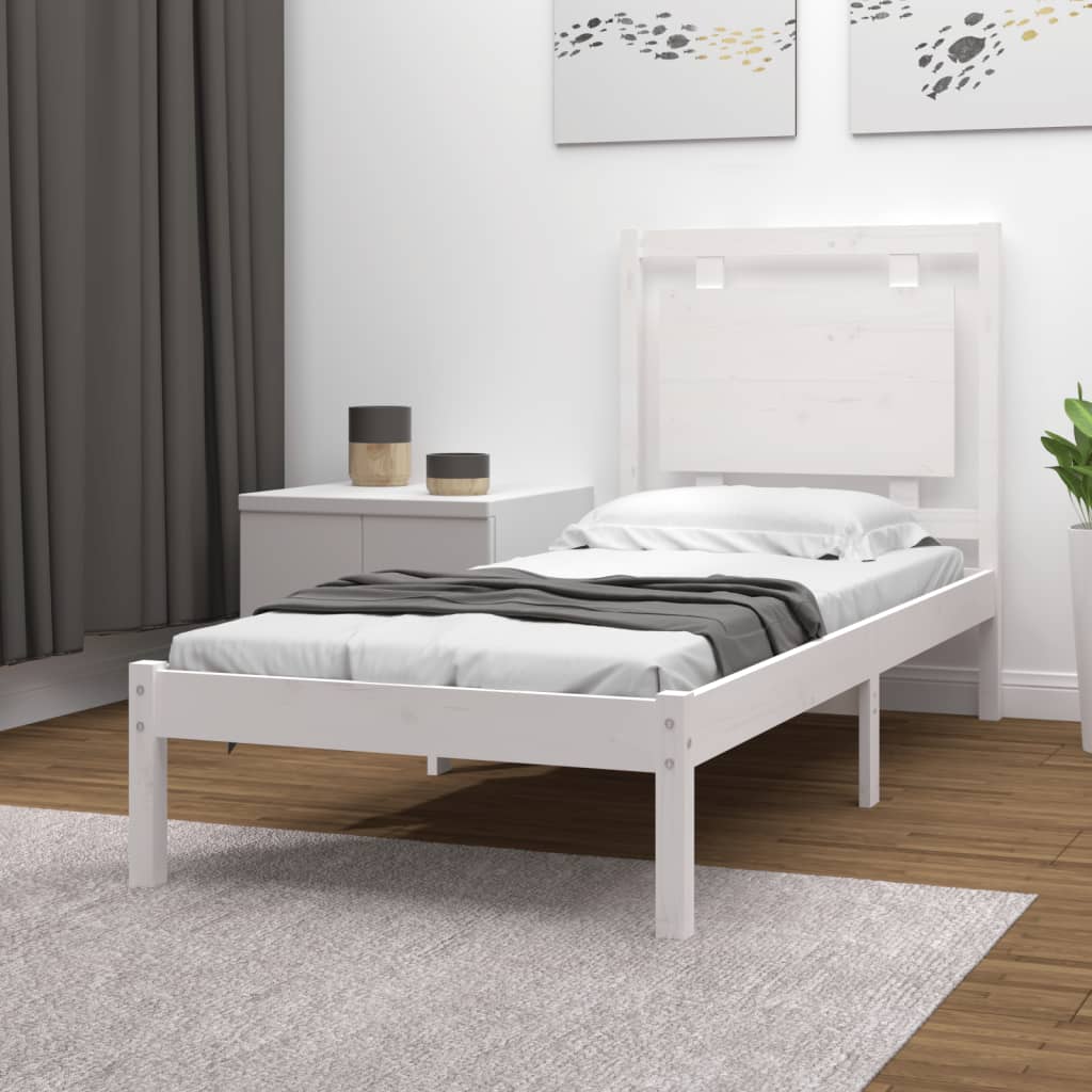 vidaXL Okvir za krevet od masivnog drva bijeli 100 x 200 cm - cover