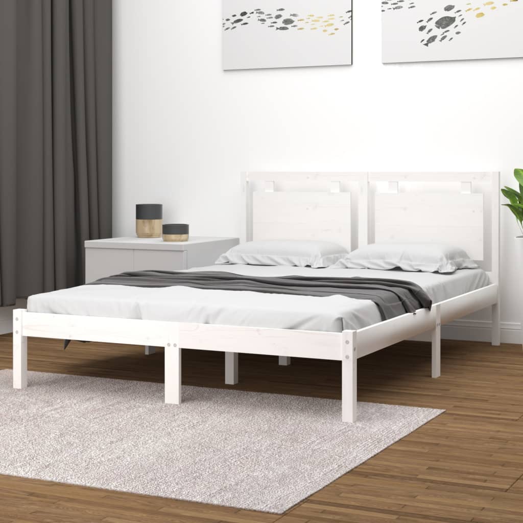 vidaXL Okvir za krevet od masivnog drva bijeli 180 x 200 cm veliki - cover
