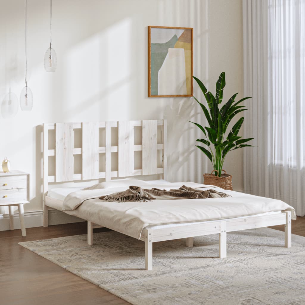 vidaXL Okvir za krevet od masivne borovine bijeli 140 x 200 cm - cover