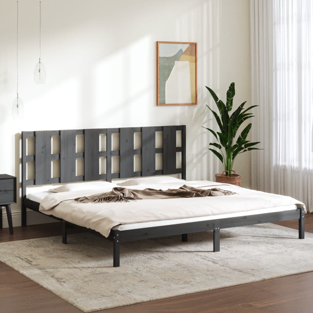 vidaXL Okvir za krevet od masivne borovine sivi 200 x 200 cm - cover