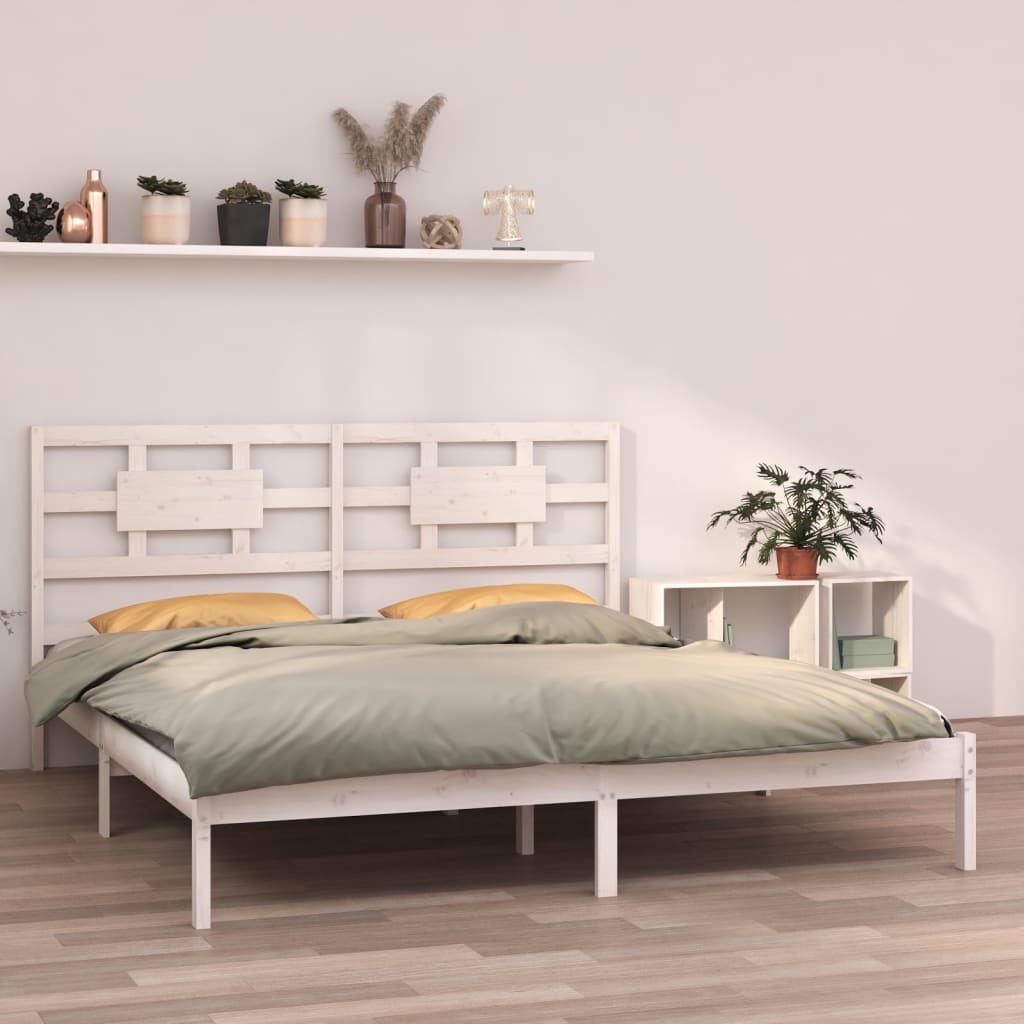 vidaXL Okvir za krevet od masivnog drva bijeli 160 x 200 cm - cover