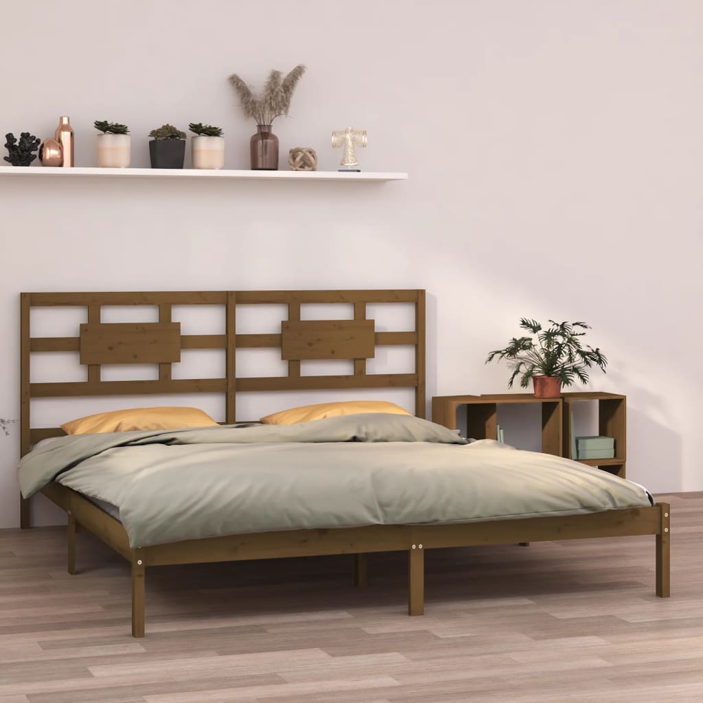 vidaXL Okvir za krevet od masivne borovine boja meda 200 x 200 cm - cover