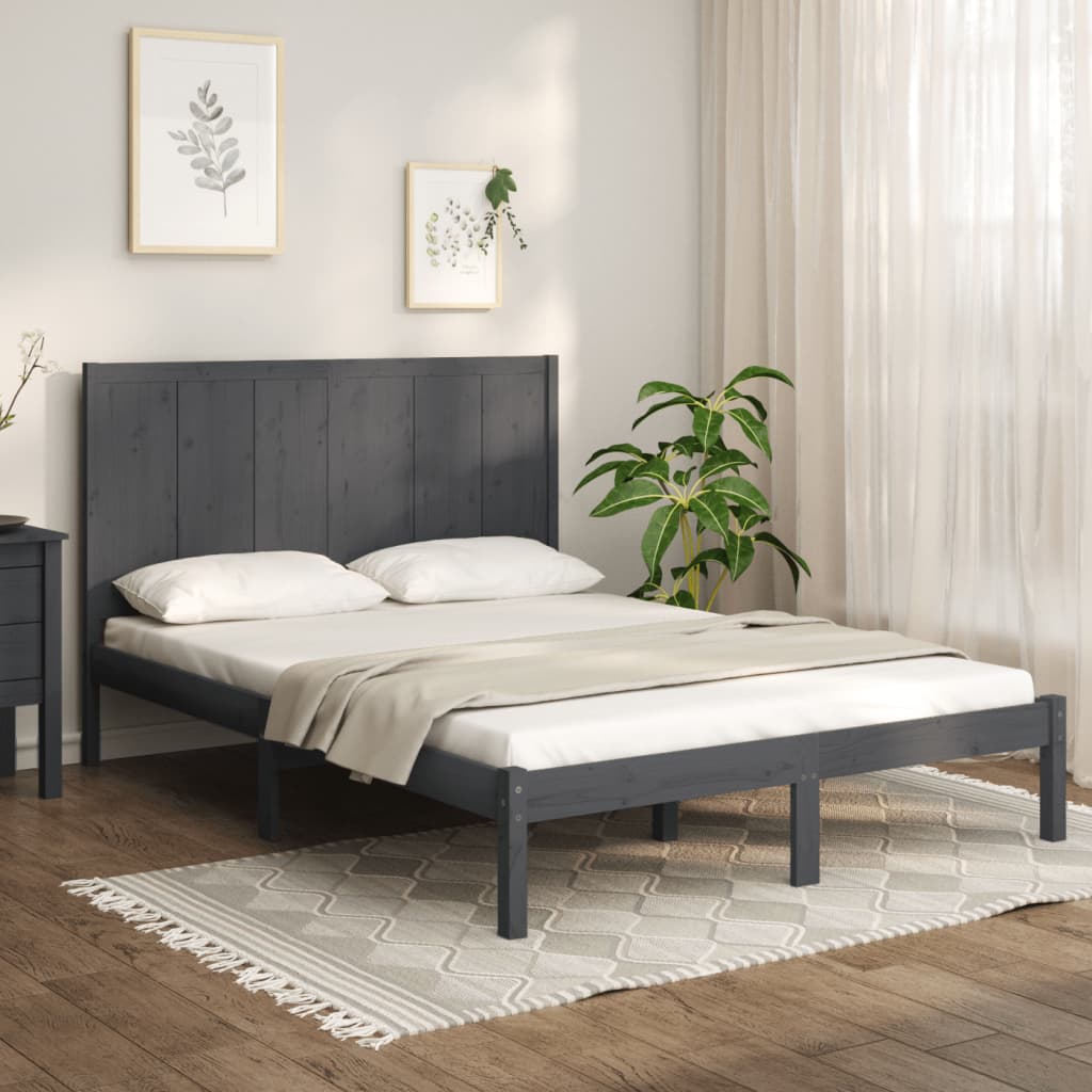 vidaXL Okvir za krevet od masivne borovine sivi 120 x 200 cm - cover