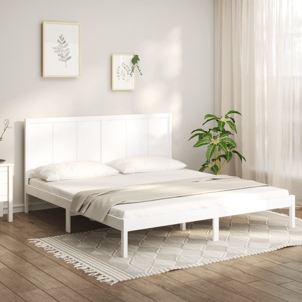 vidaXL Okvir za krevet od borovine bijeli 180 x 200 cm Super King - cover