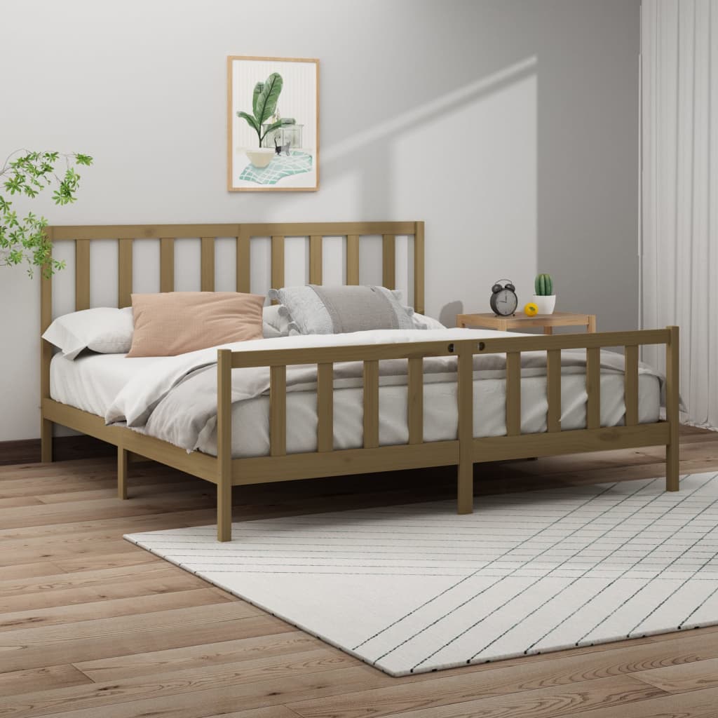 vidaXL Okvir za krevet od masivne borovine boja meda 200 x 200 cm - cover