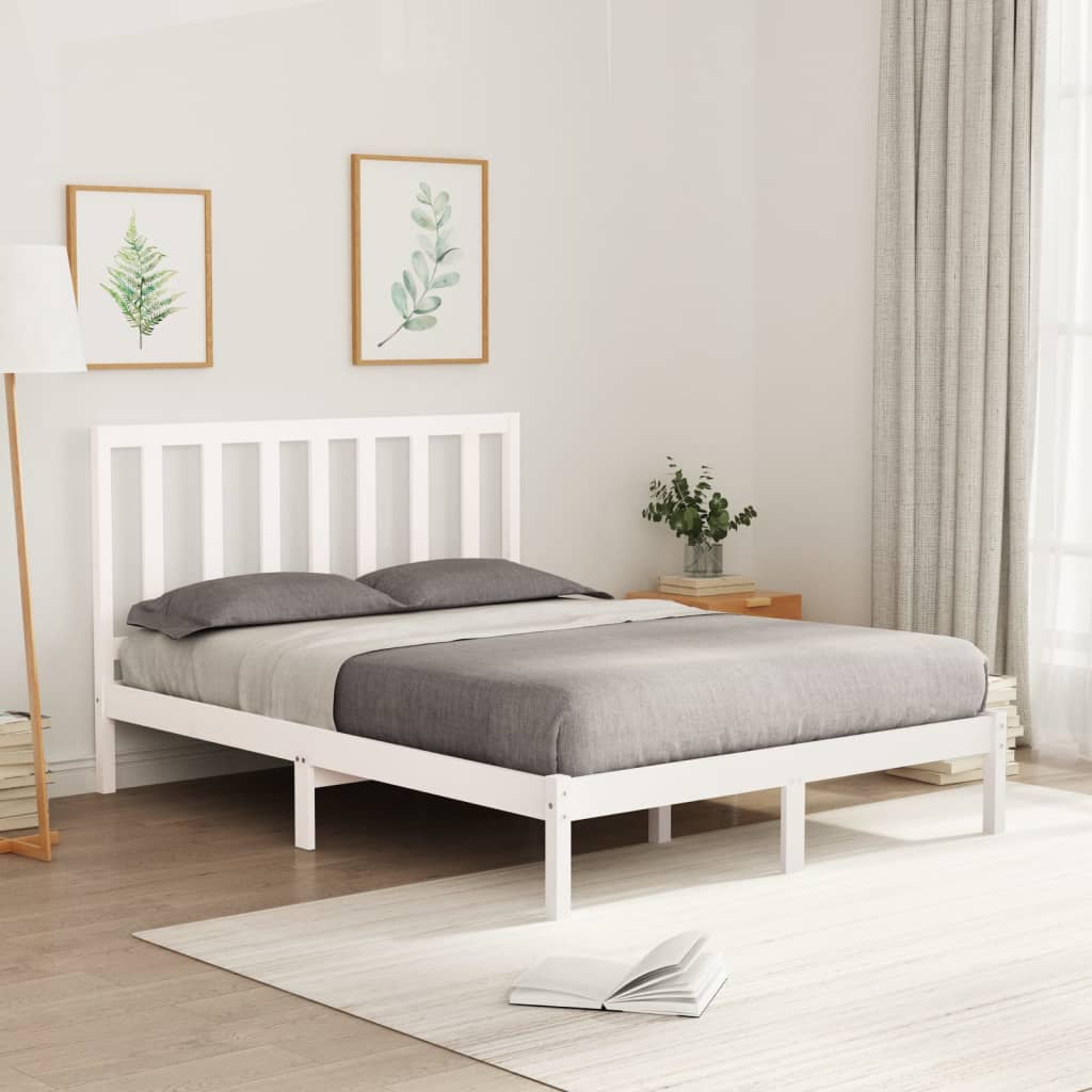 vidaXL Okvir za krevet od masivne borovine bijeli 120 x 200 cm - cover