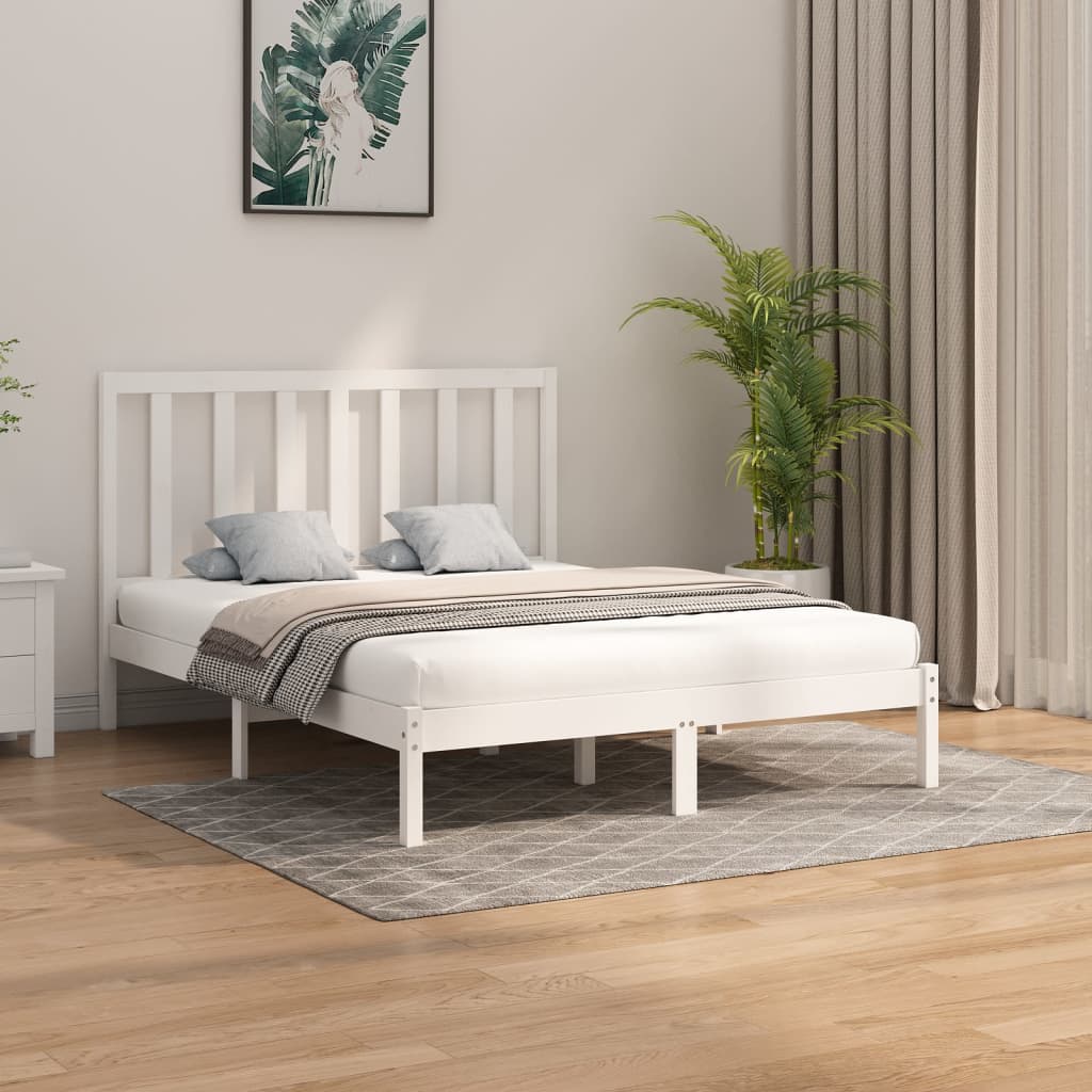 vidaXL Okvir za krevet od masivnog drva bijeli 160 x 200 cm - cover