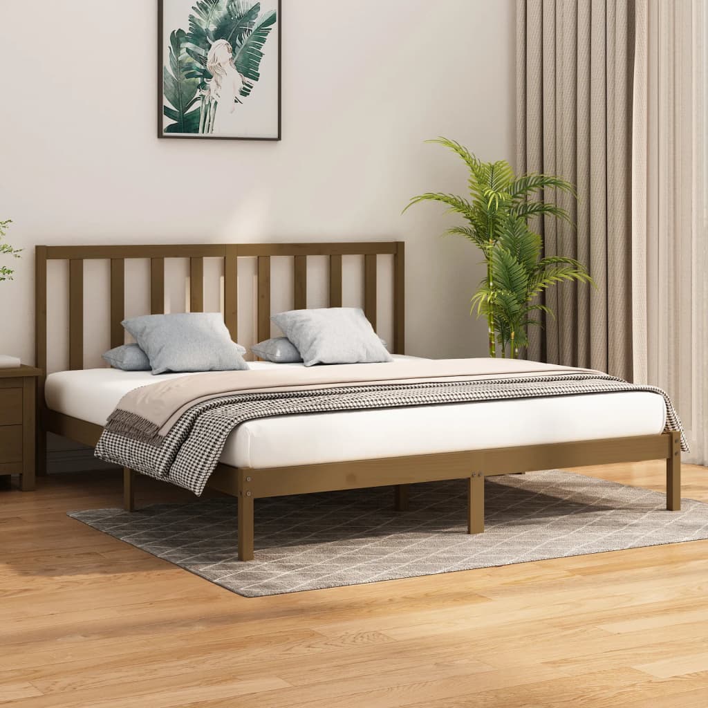 vidaXL Okvir za krevet od masivne borovine boja meda 200 x 200 cm - cover