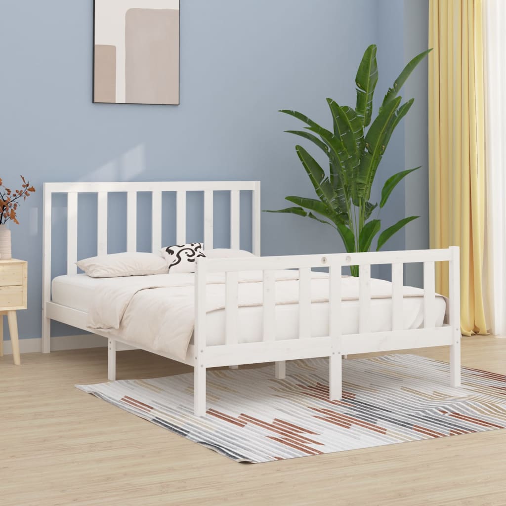 vidaXL Okvir za krevet od masivne borovine bijeli 120 x 200 cm - cover