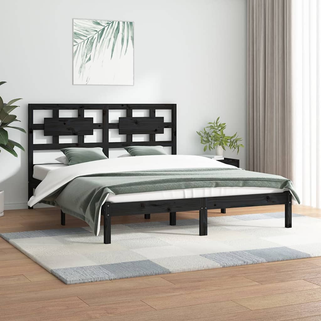 vidaXL Okvir za krevet od masivne borovine crni 140 x 200 cm - cover