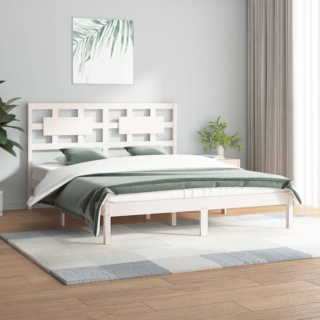 vidaXL Okvir za krevet od masivne borovine bijeli 200 x 200 cm - cover
