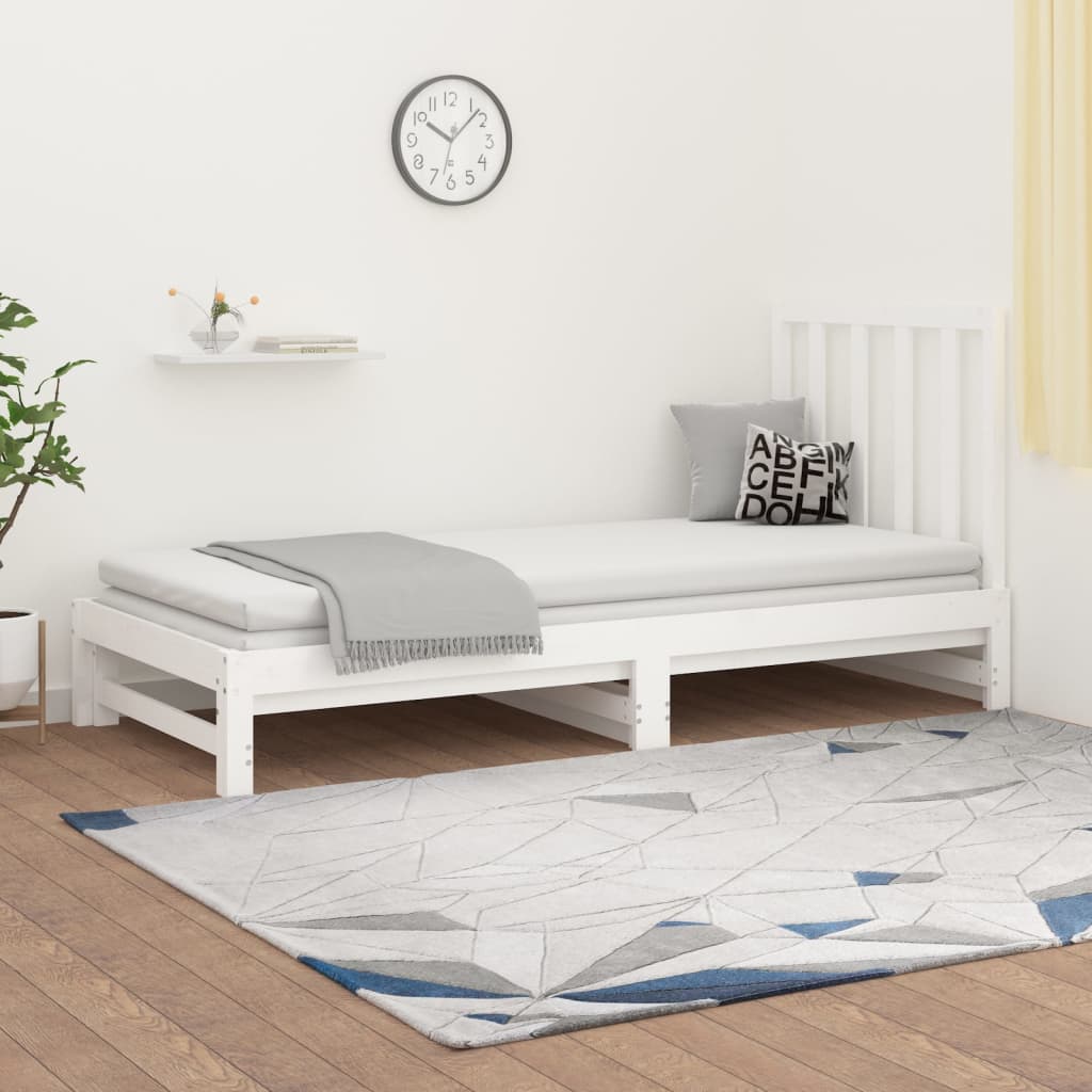 vidaXL Dnevni ležaj na izvlačenje bijeli 2x(90x190)cm masivna borovina - cover