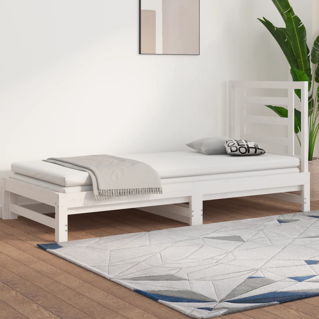 vidaXL Dnevni ležaj na izvlačenje bijeli 2x(90x190)cm masivna borovina - cover