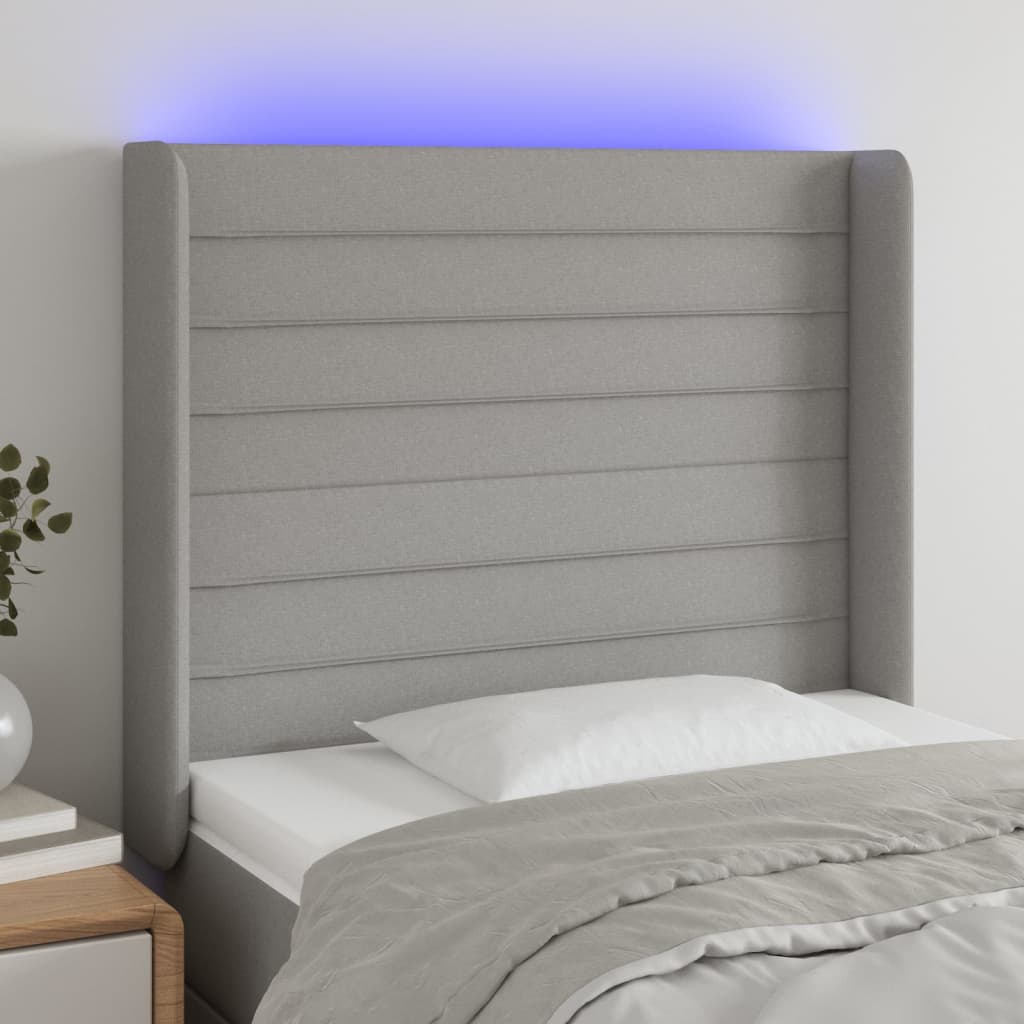 vidaXL LED uzglavlje svjetlosivo 83 x 16 x 118/128 cm od tkanine - cover