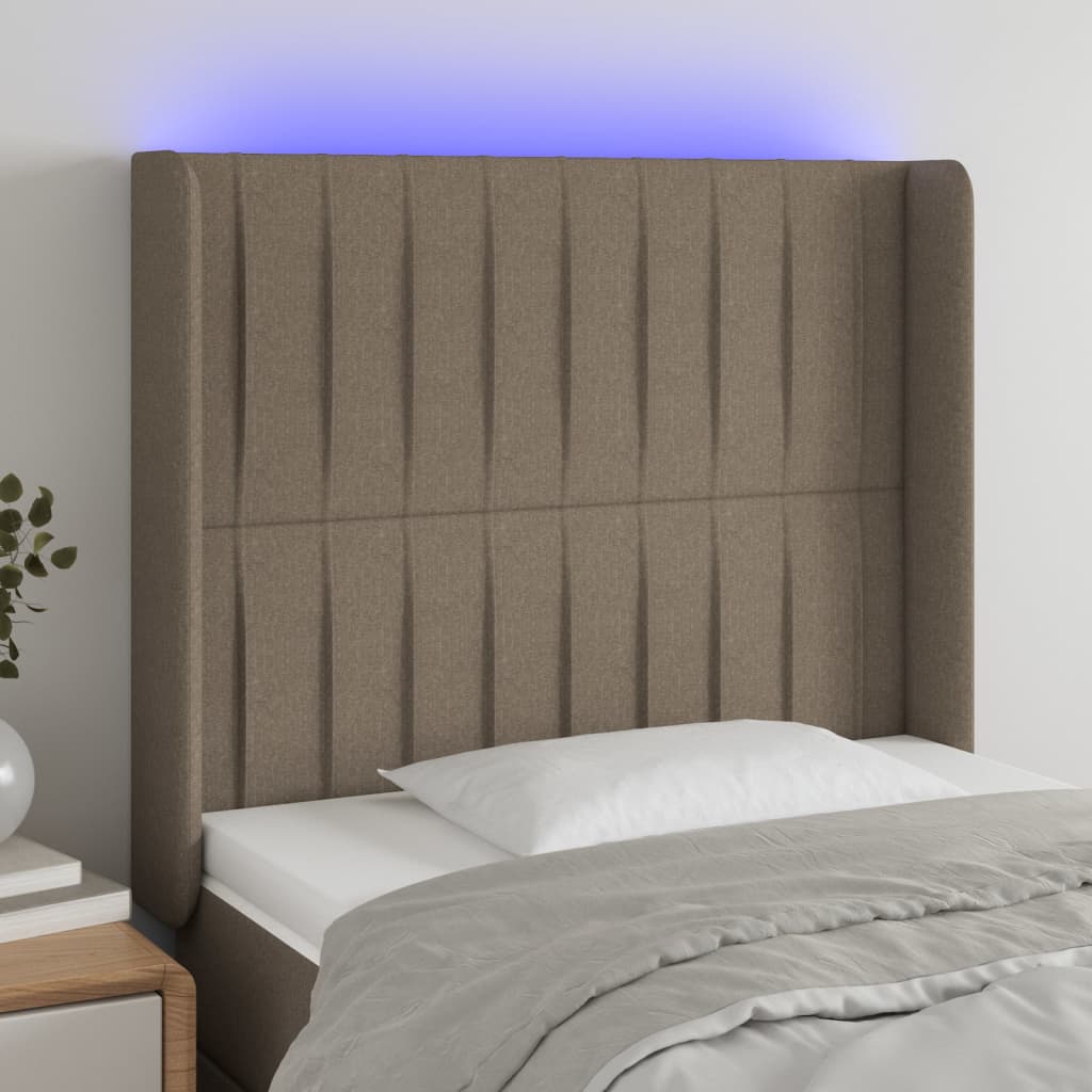 vidaXL LED uzglavlje smeđesivo 93 x 16 x 118/128 cm od tkanine - cover