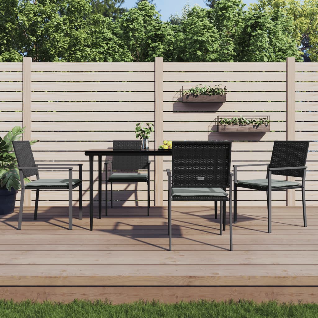 vidaXL Vrtne stolice s jastucima 4 kom crne 54x62,5x89 cm poliratan - cover