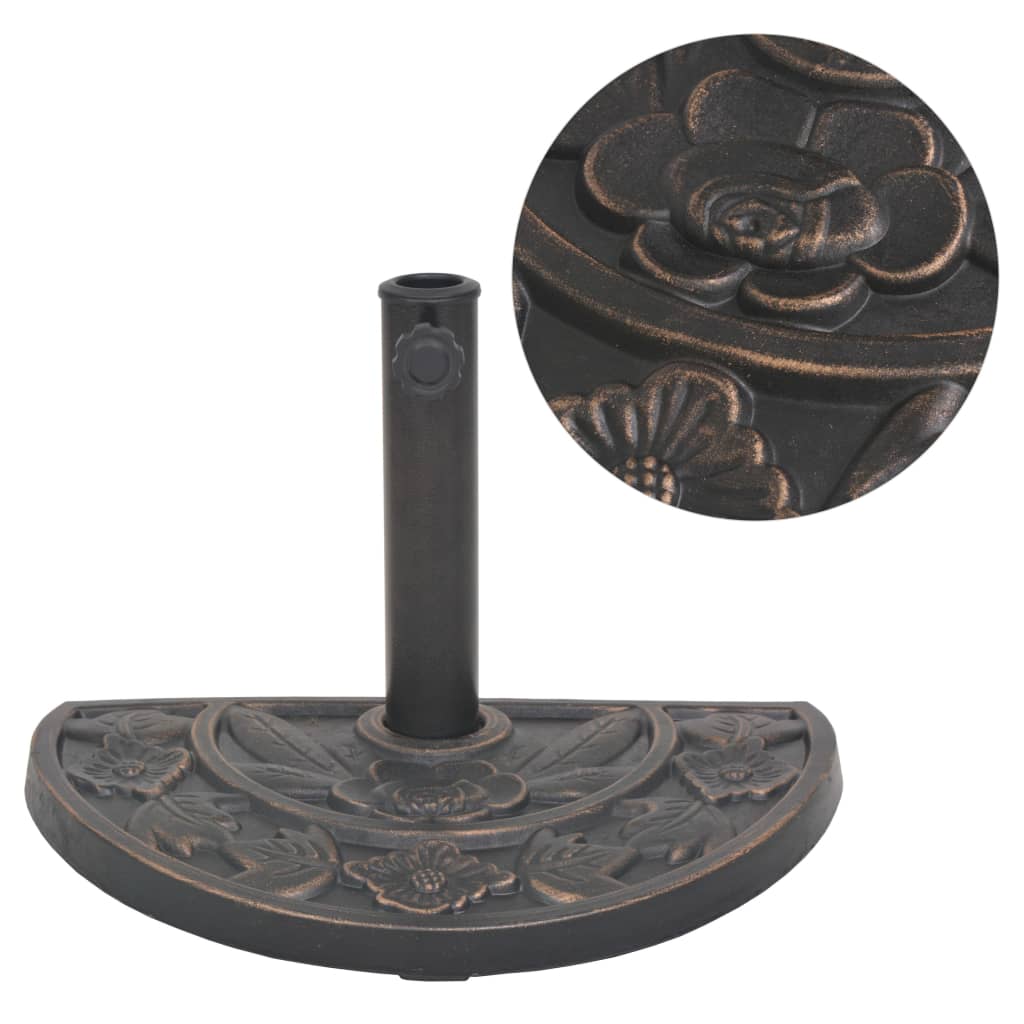 vidaXL Stalak za Suncobran od Smole Poluokrugli Boja Bronce 9 kg - cover