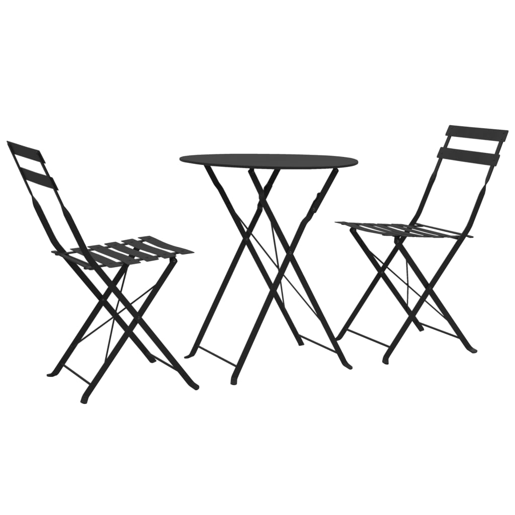 vidaXL 3-dijelni bistro set čelični crni - cover