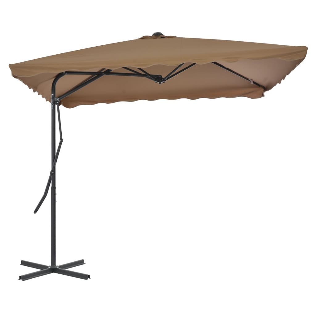 vidaXL Vrtni suncobran s čeličnom šipkom 250 x 250 cm bež - cover