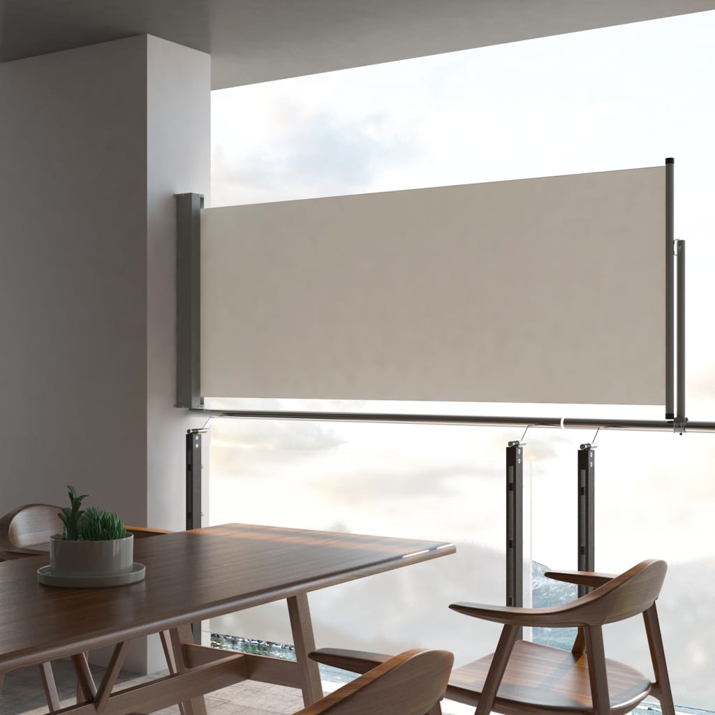 vidaXL Uvlačiva bočna tenda za terasu 100 x 300 cm krem - cover