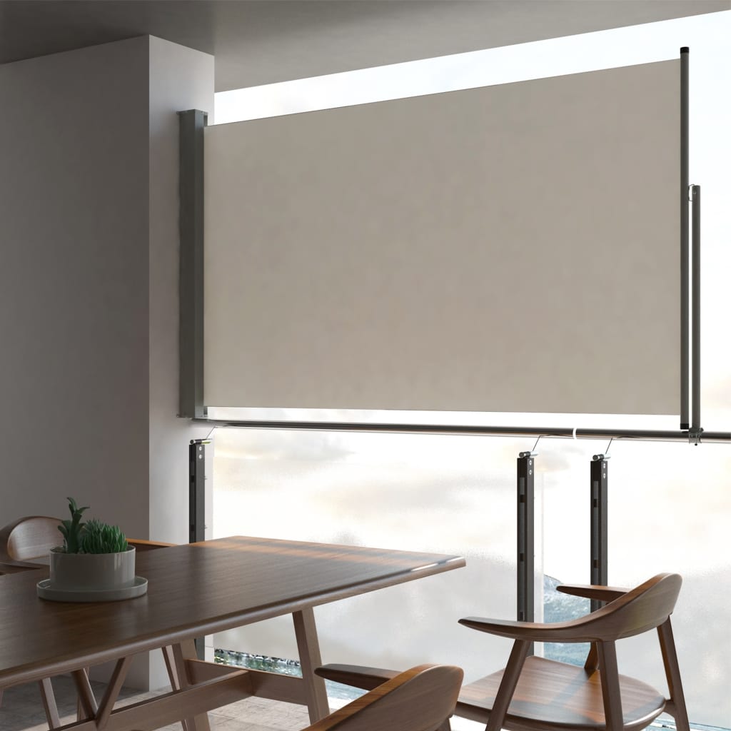 vidaXL Uvlačiva bočna tenda za terasu 140 x 300 cm krem - cover