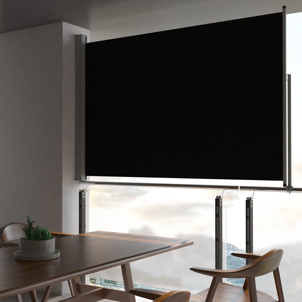 vidaXL Uvlačiva bočna tenda za terasu 160 x 300 cm crna - cover