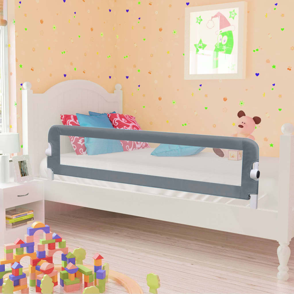 vidaXL Sigurnosna ogradica za dječji krevet siva 150 x 42 cm poliester - cover