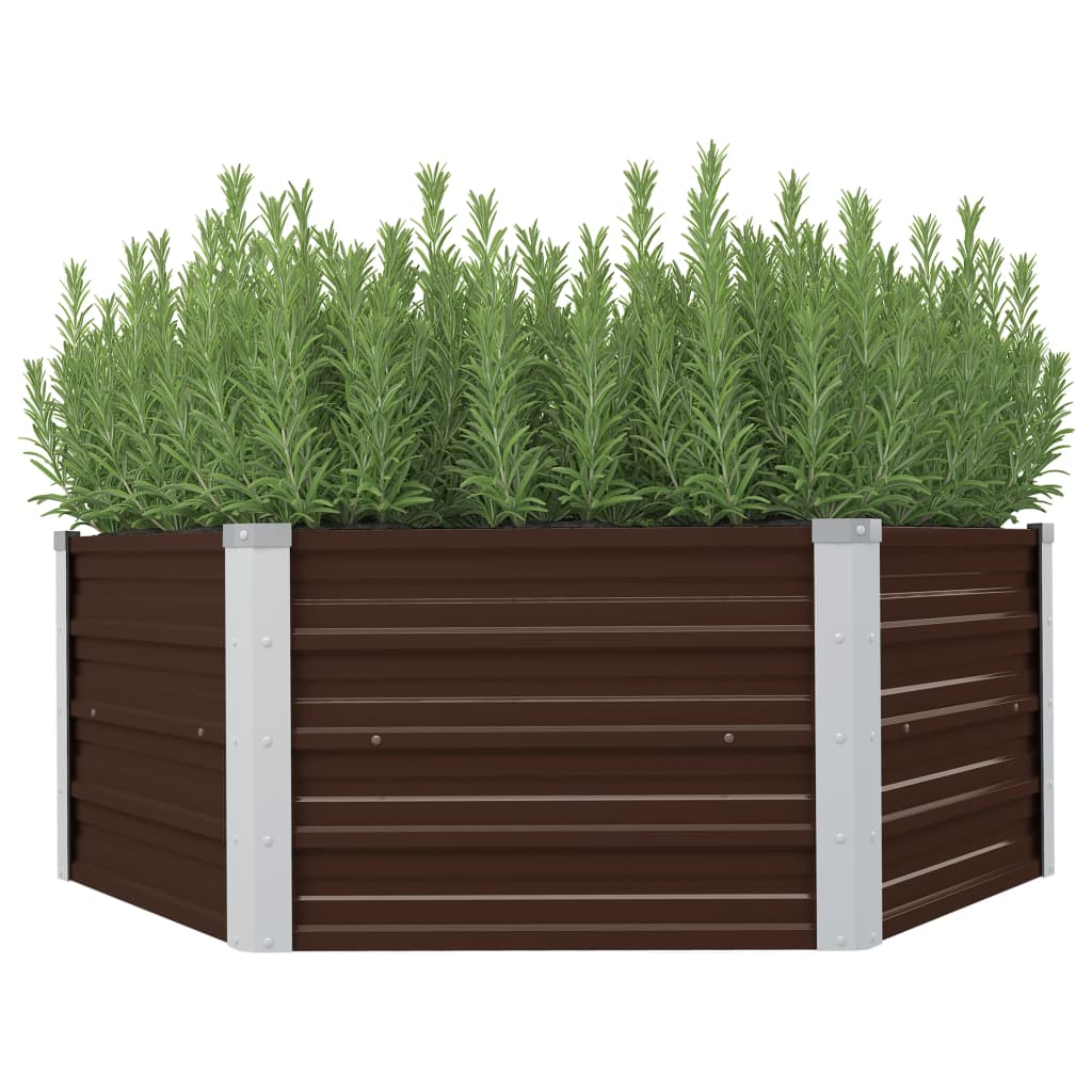 vidaXL Povišena vrtna gredica smeđa 129 x 129 x 46 cm pocinčani čelik - cover