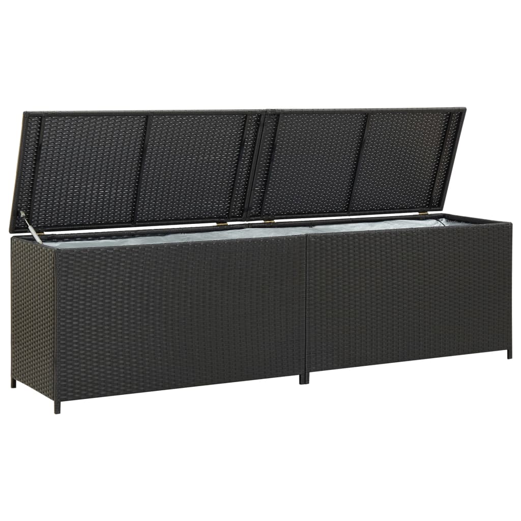 vidaXL Vrtna kutija za pohranu od poliratana 200 x 50 x 60 cm crna - cover