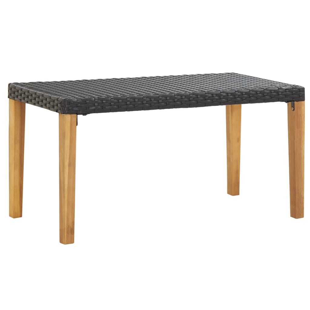vidaXL Vrtna klupa crna 120 cm od poliratana i masivnog drva bagrema - cover