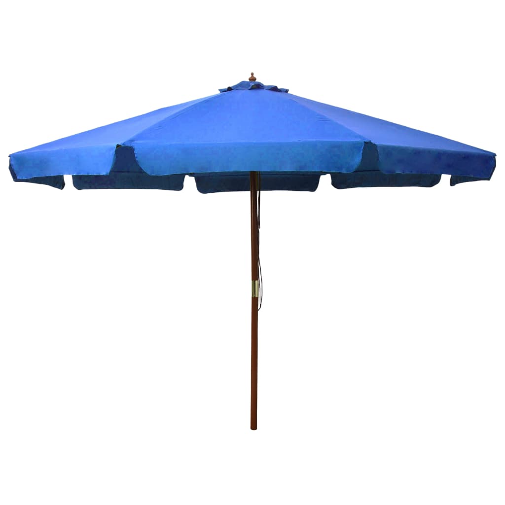 vidaXL Vrtni suncobran s drvenom šipkom 330 cm azurni - cover