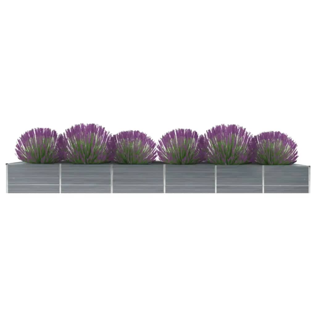 vidaXL Povišena vrtna gredica od pocinčanog čelika 480x80x45 cm siva - cover