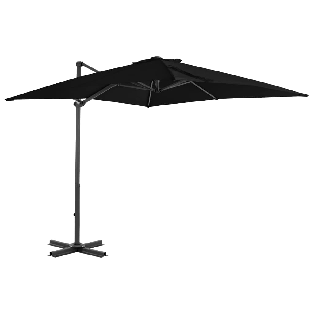 vidaXL Konzolni suncobran s aluminijskom šipkom crni 250 x 250 cm - cover