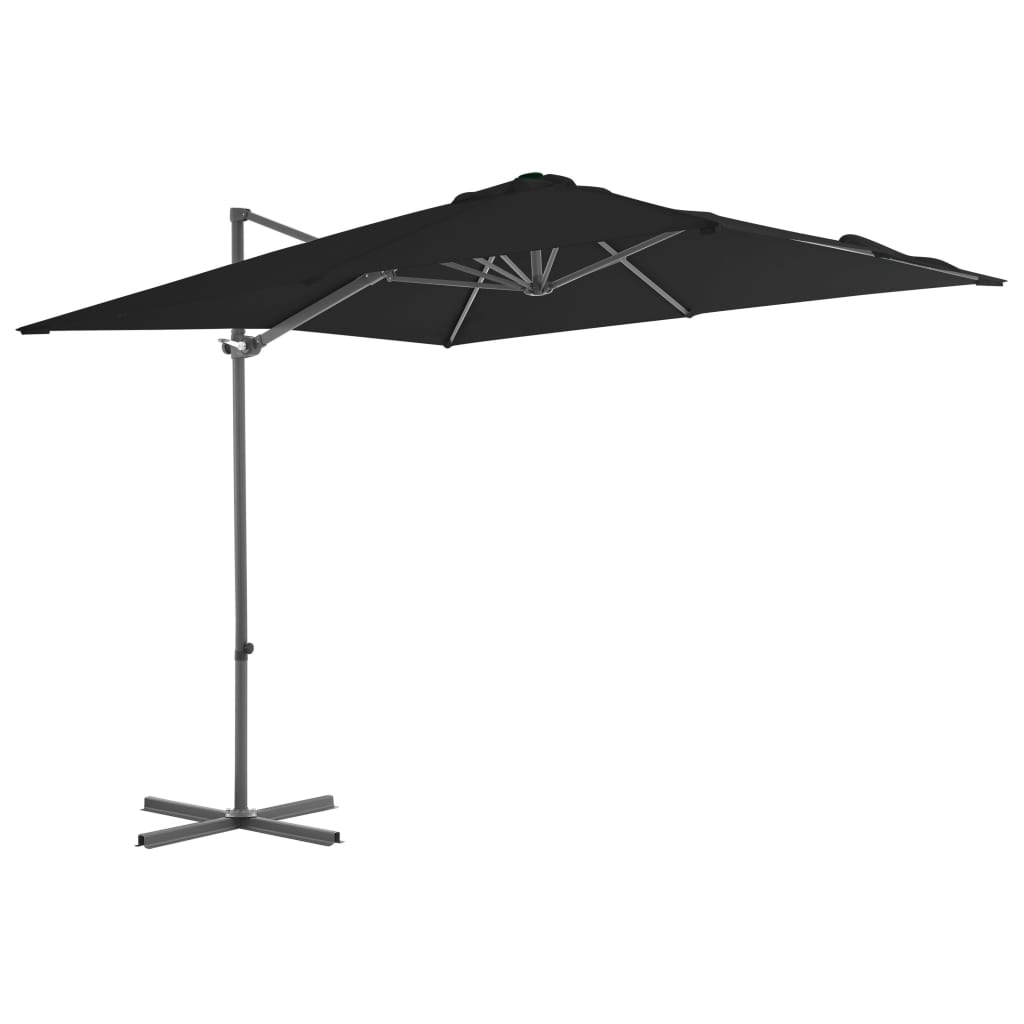 vidaXL Konzolni suncobran s čeličnom šipkom crni 250 x 250 cm - cover