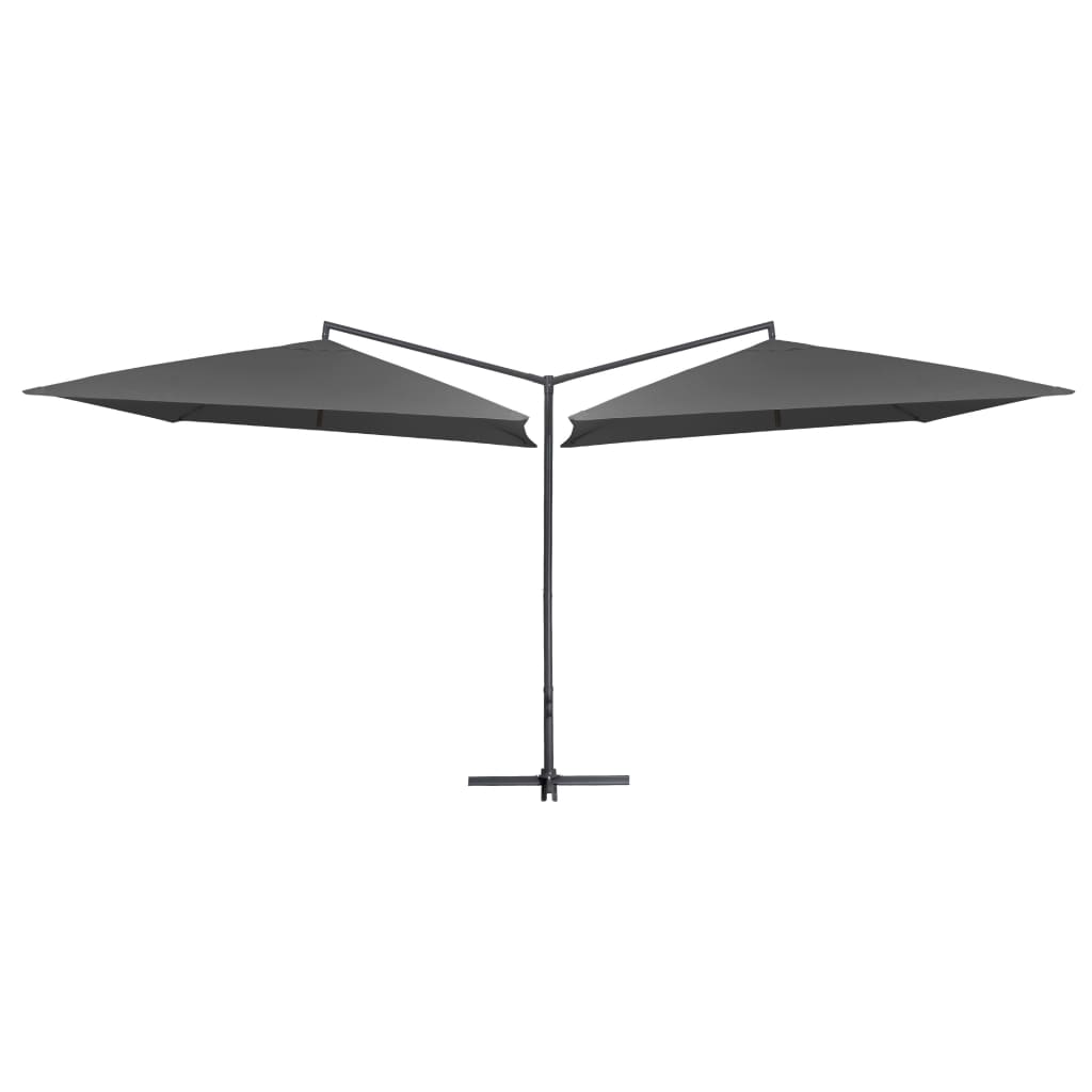 vidaXL Dvostruki suncobran s čeličnom šipkom 250 x 250 cm antracit - cover