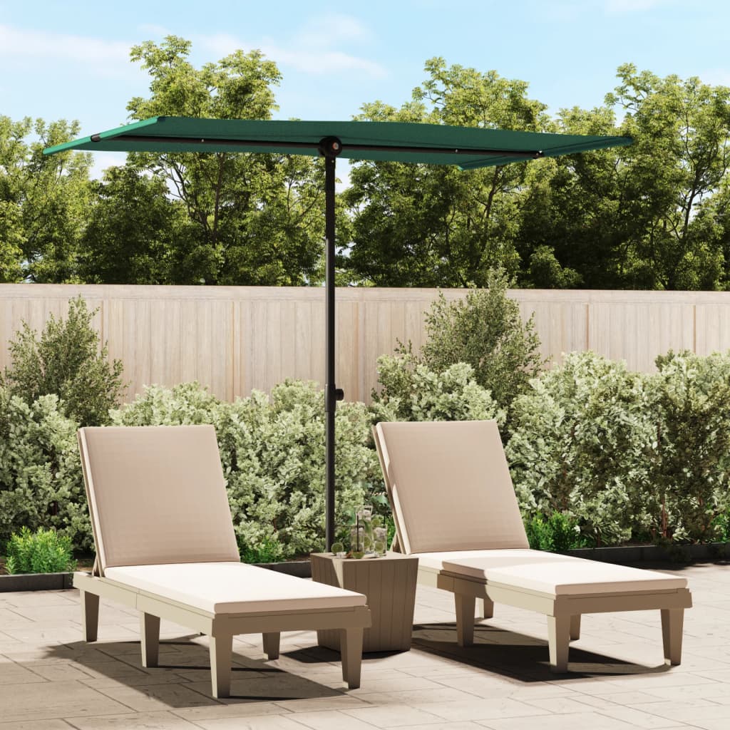 vidaXL Vrtni suncobran s aluminijskom šipkom 2 x 1,5 m zeleni - cover