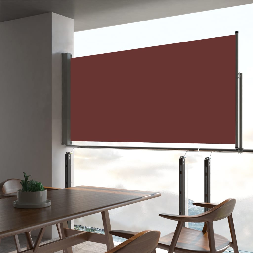 vidaXL Uvlačiva bočna tenda za terasu 80 x 300 cm smeđa - cover
