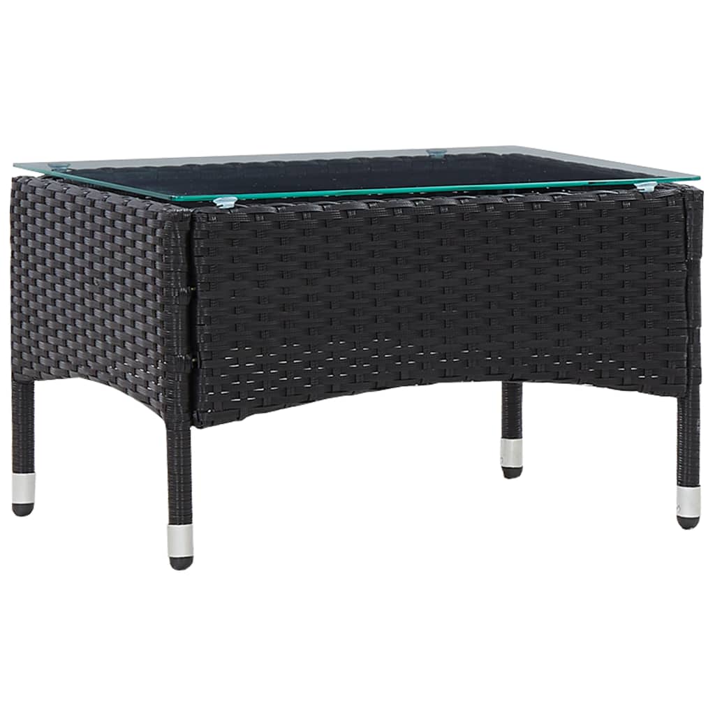 vidaXL Stolić za kavu crni 60 x 40 x 36 cm od poliratana - cover