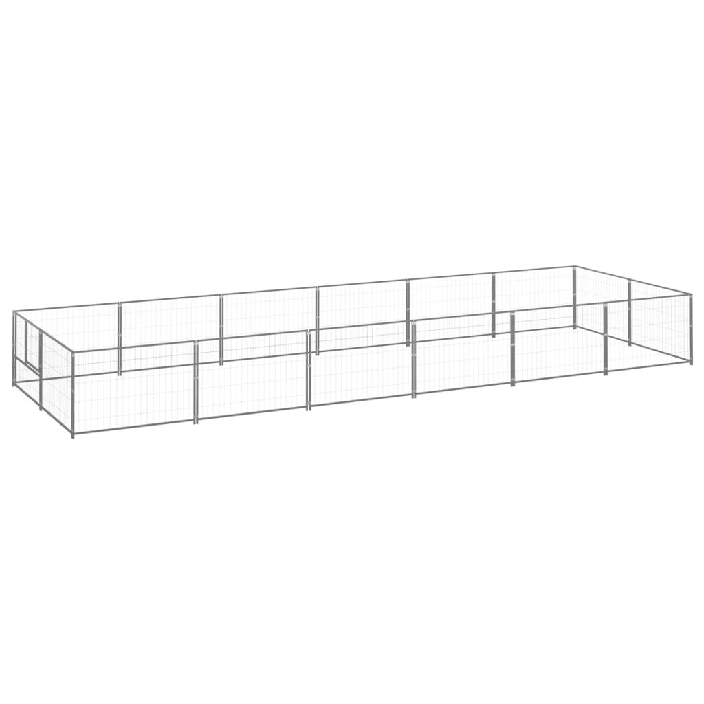 vidaXL Kavez za pse srebrni 12 m² čelični - cover