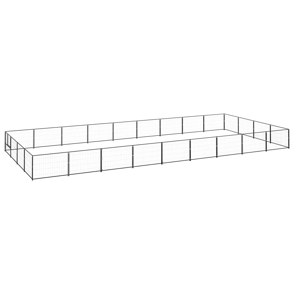 vidaXL Kavez za pse crni 36 m² čelični - cover